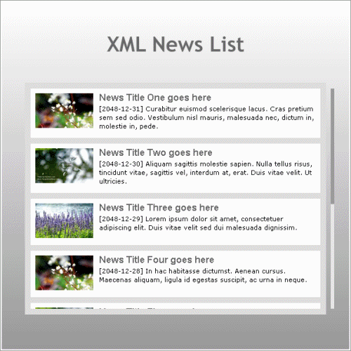 Template Flash listado de noticias con archivo XML