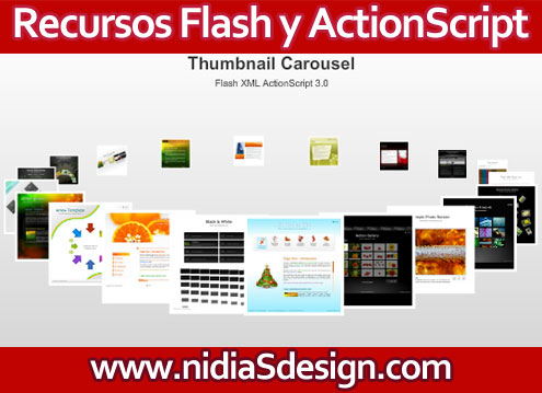 Template Flash GRATIS: Menú en Carrusel de imágenes interactivo con XML y Action Script 3.0 editable y con TODOS los archivos incluidos
